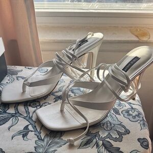 Nine West White Strappy Sandals